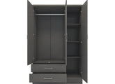 Nevada Grey Three Door Mirrored Wardrobe - inside